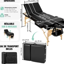 Table de massage pliante 3 Zones - 10 cm d'épaisseur + housse