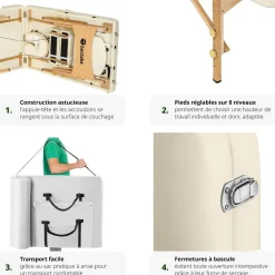 Table de massage pliante 3 Zones - 10 cm d'épaisseur + housse