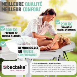 Table de massage Pliante 2 Zones Aluminium Portable + Housse