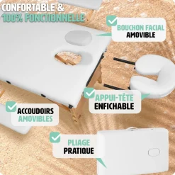 Table de massage pliante 2 Zones Bois, cosmétique, portable