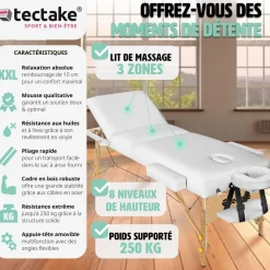 Table de massage pliante 3 Zones - 10 cm d'épaisseur + housse