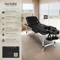 Table de massage pliante à 3 zones