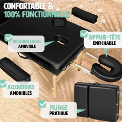 Table de massage Somwang 3 zones avec rembourrage de 7,5cm et châssis en bois