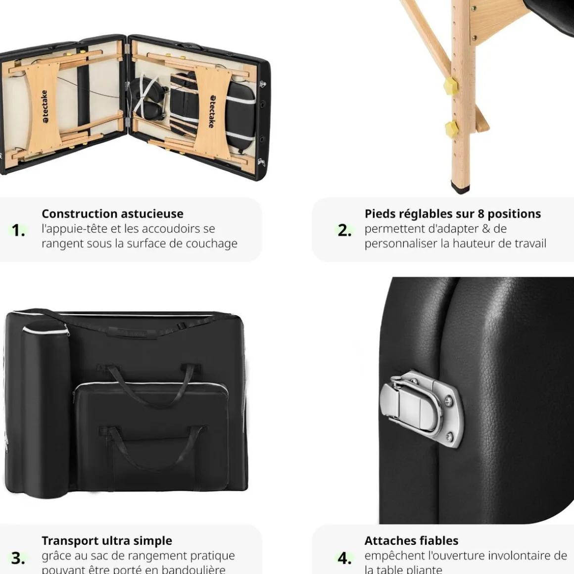 Table de massage Somwang 3 zones avec rembourrage de 7,5cm et châssis en bois