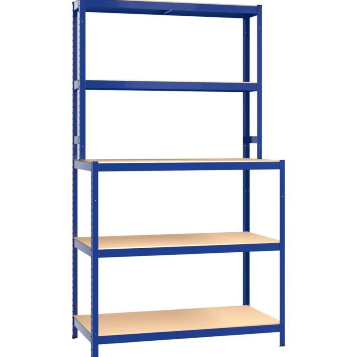 Table de travail etageres 5 niveaux Bleu Acier bois ingenierie