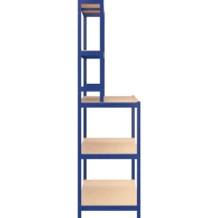 Table de travail etageres 5 niveaux Bleu Acier bois ingenierie