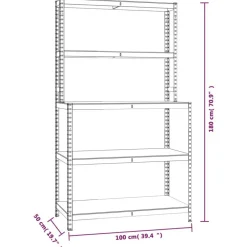 Table de travail etageres 5 niveaux Bleu Acier bois ingenierie