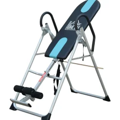 Table d'inversion de musculation pliable ceinture de sécurité réglable acier coloris argent noir