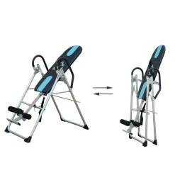 Table d'inversion de musculation pliable ceinture de sécurité réglable acier coloris argent noir