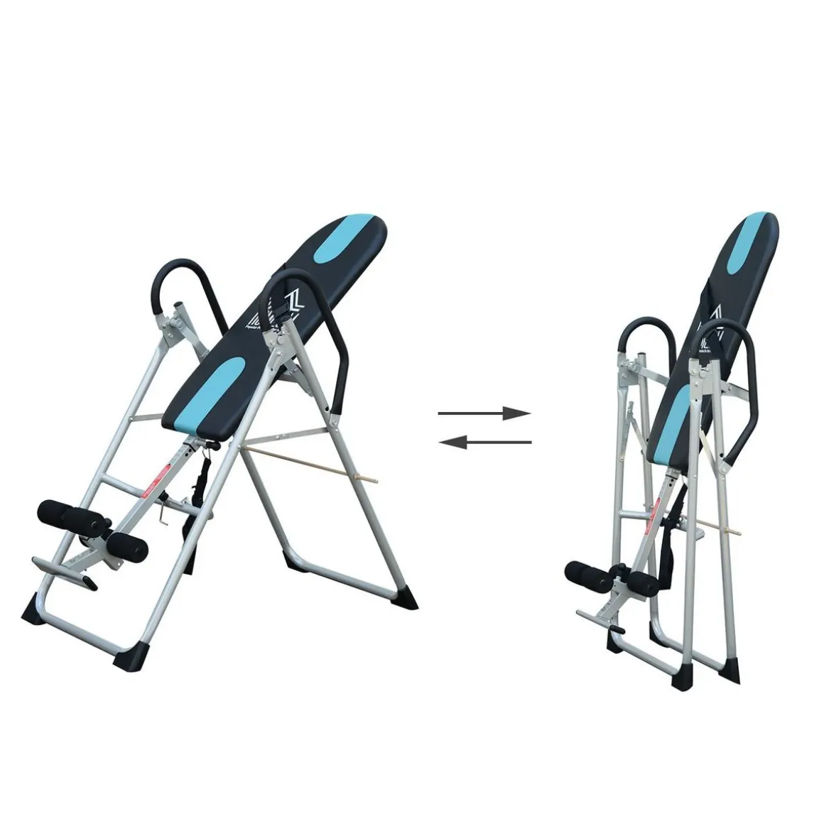 Table d'inversion de musculation pliable ceinture de sécurité réglable acier coloris argent noir