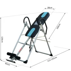 Table d'inversion de musculation pliable ceinture de sécurité réglable acier coloris argent noir
