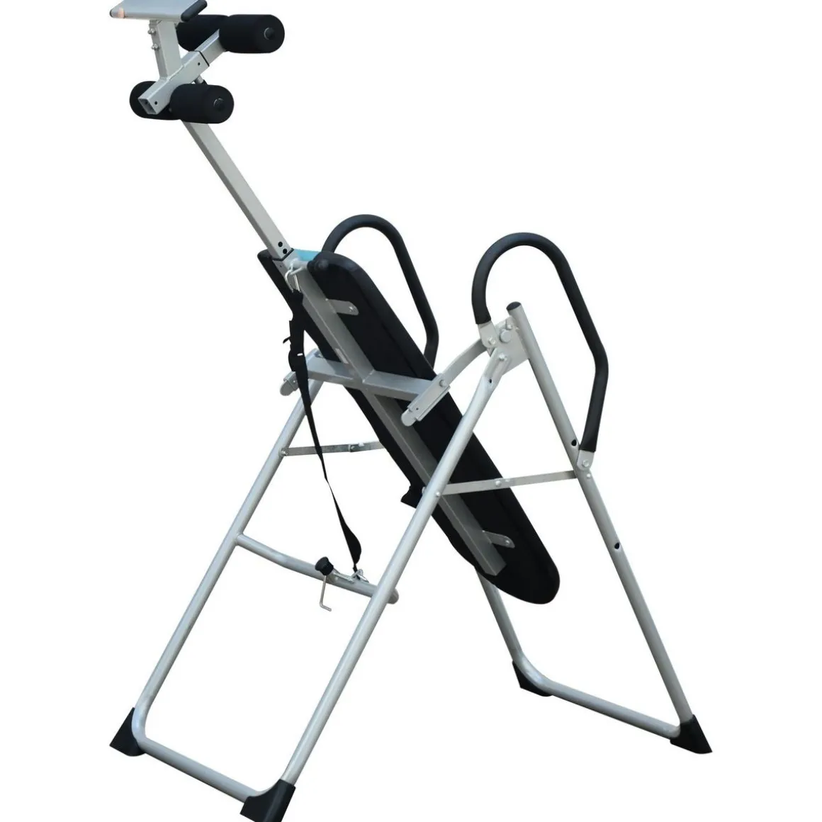 Table d'inversion de musculation pliable ceinture de sécurité réglable acier coloris argent noir