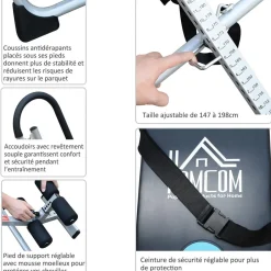 Table d'inversion de musculation pliable ceinture de sécurité réglable acier coloris argent noir