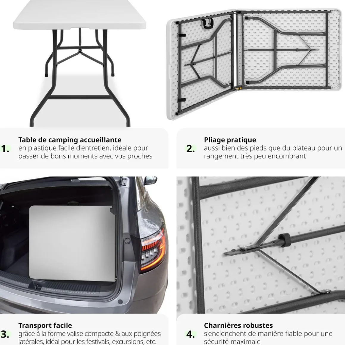 Table pliante 183 x 76 x 74 cm
