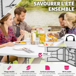 Table pliante 183 x 76 x 74 cm