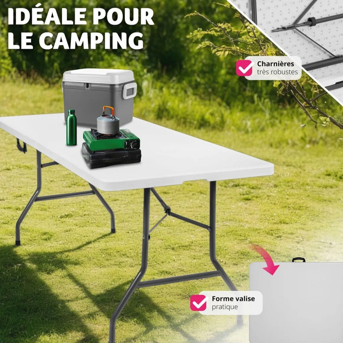 Table pliante 183 x 76 x 74 cm