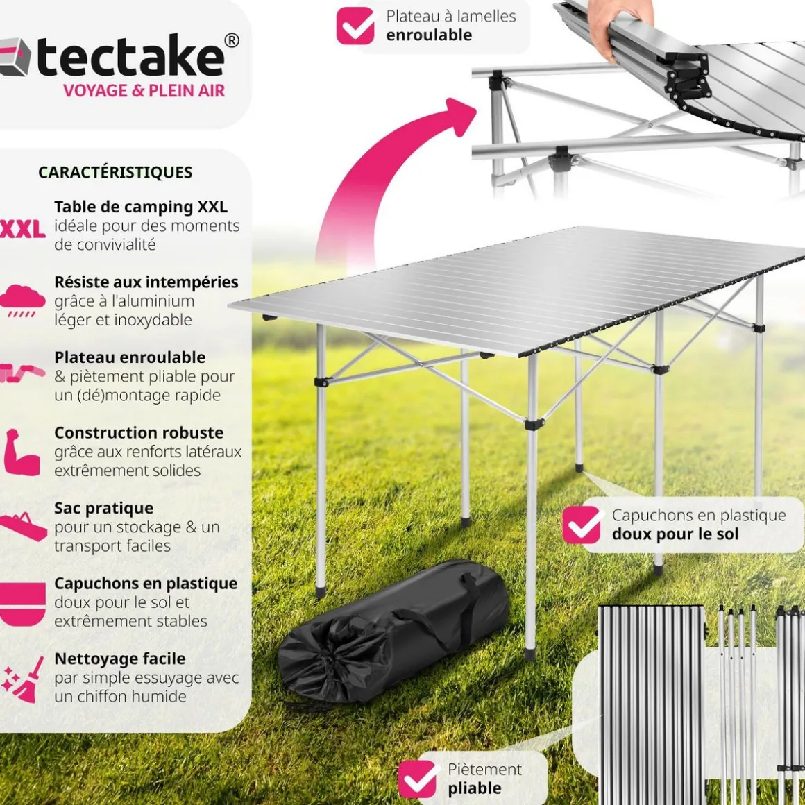 Table pliante 140 x 70 x 70 cm