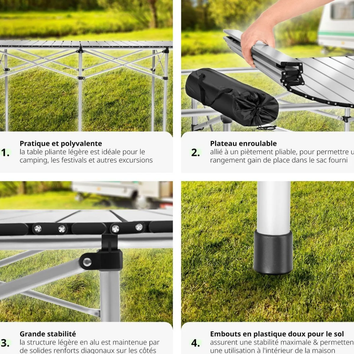 Table pliante 140 x 70 x 70 cm