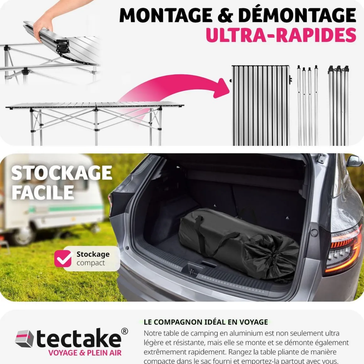 Table pliante 140 x 70 x 70 cm