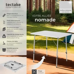 Table pliante hauteur ajustable