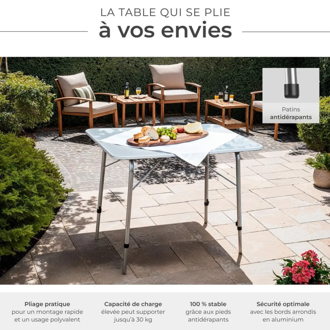 Table pliante hauteur ajustable
