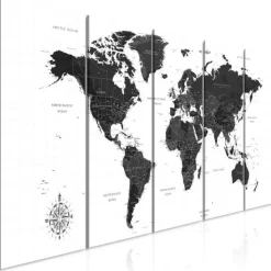 Tableau 5 Panneaux Black & White Map Narrow