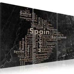 Tableau 3 Panneaux Map of Spain on the Blackboard