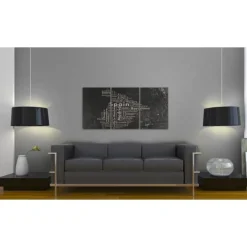 Tableau 3 Panneaux Map of Spain on the Blackboard