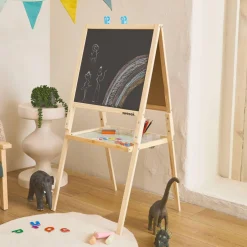 Tableau double face en bois pour enfant. craie et tableau blanc avec accessoires fournis