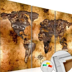 Tableau en Liège Carte du Monde - Shade of Gold