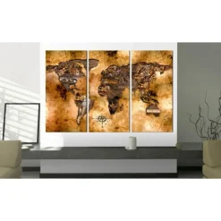 Tableau en Liège Carte du Monde - Shade of Gold