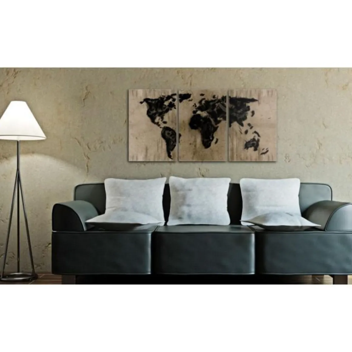 Tableau Imprimé Carte du Monde en Encre