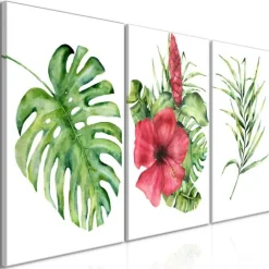 Tableau Imprimé Red Hibiscus 3 Panneaux 60x120cm