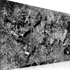 Tableau Imprimé World Map : Grey Thread