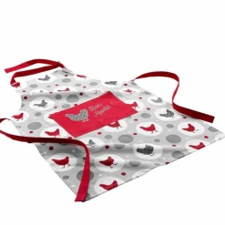 Tablier de Cuisine Imprimé Suzette 84cm Rouge & Gris