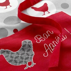 Tablier de Cuisine Imprimé Suzette 84cm Rouge & Gris