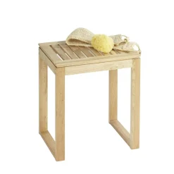 Tabouret de salle de bain en bois Norway - H. 46 cm - Marron noix