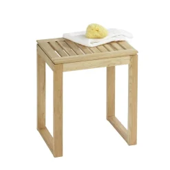 Tabouret de salle de bain en bois Norway - H. 46 cm - Marron noix