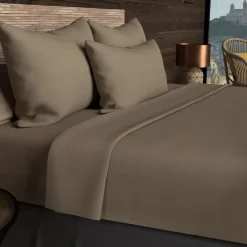 Taie d'oreiller en coton uni 57 Fils SOLEIL D'OCRE, par Soleil d'ocre