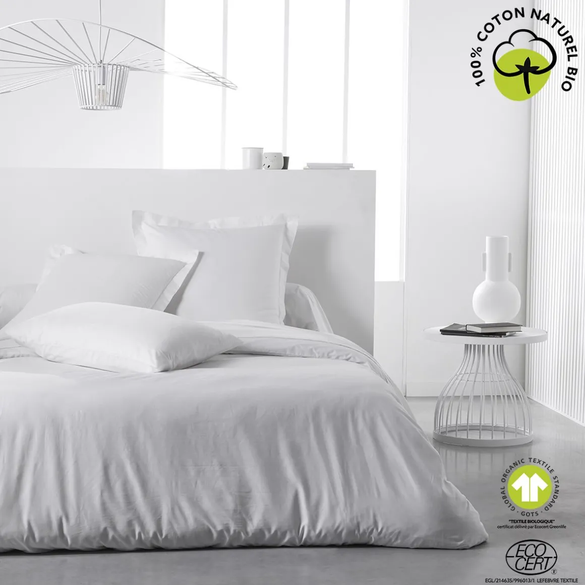 Taie d'oreiller unie en Coton 57 fils ORGANIC
