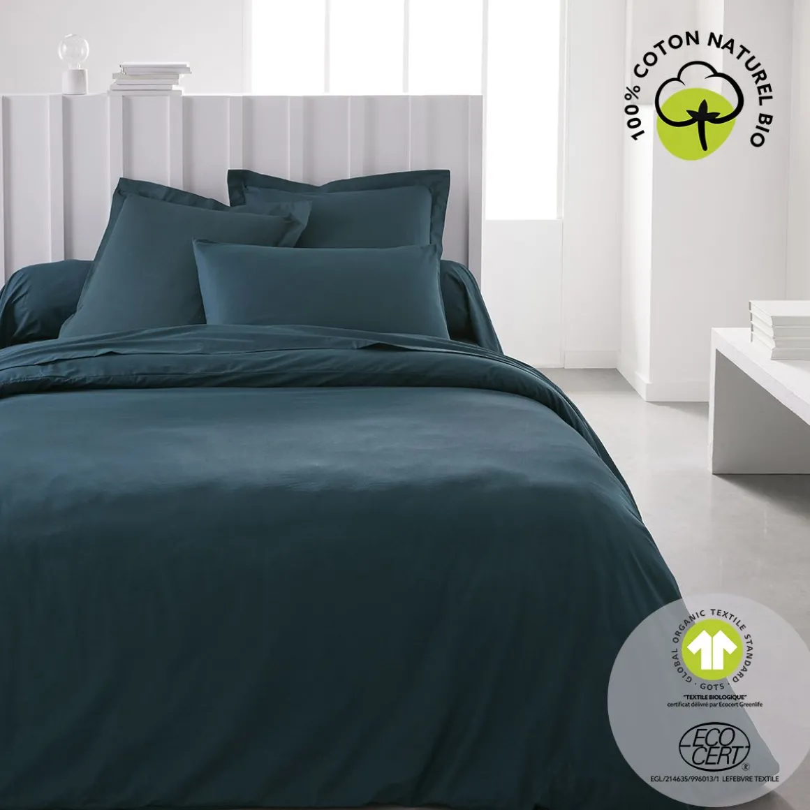 Taie d'oreiller unie en Coton 57 fils ORGANIC