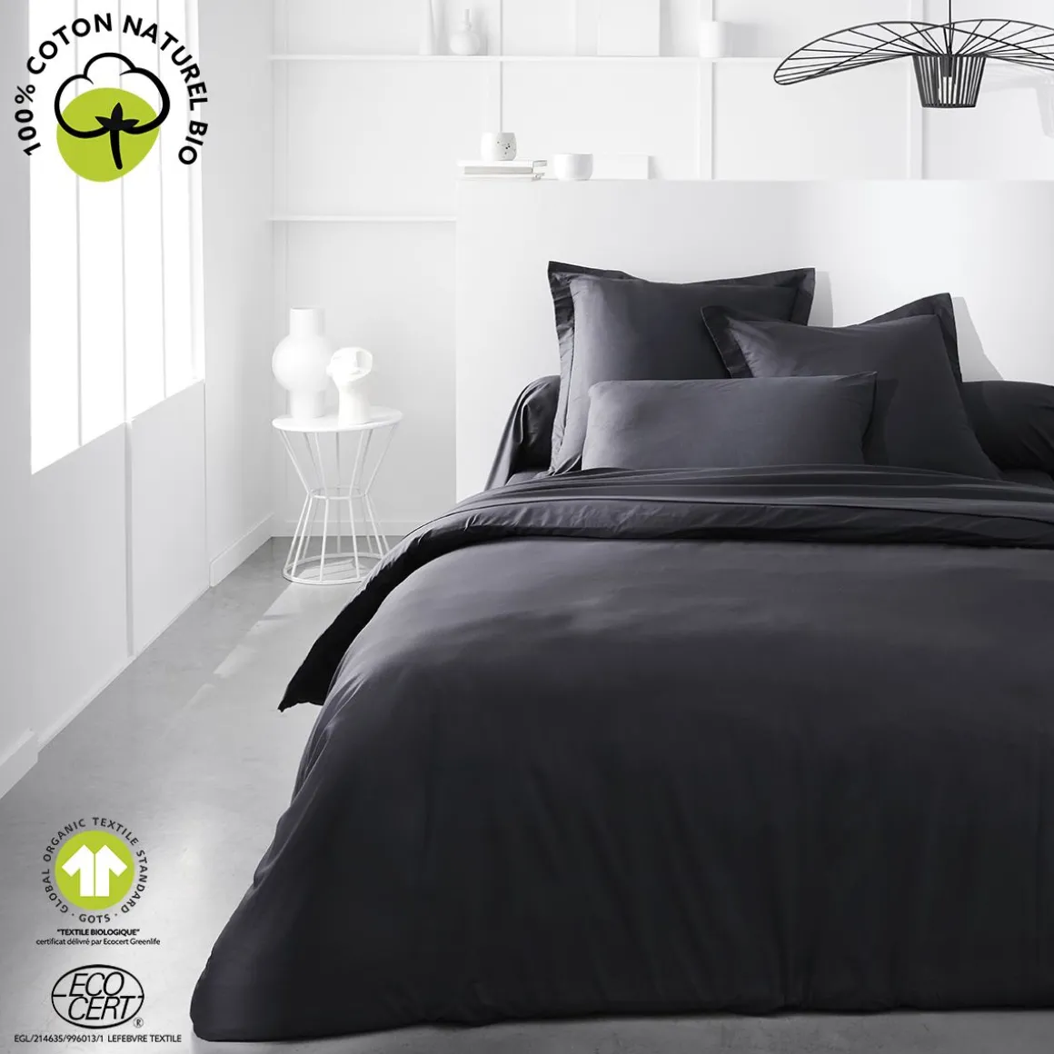 Taie d'oreiller unie en Coton 57 fils ORGANIC