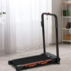 Tapis de course pliable - tapis de marche 6 Km/h max. 370 W - collaboration Aosom.fr x FFHandball - orange noir