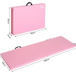 Tapis de gymnastique yoga pilates fitness pliable portable grand confort 180L x 60l x 5H cm revêtement synthétique rose
