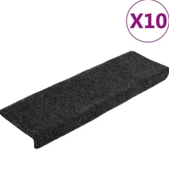 Tapis de marches d'escalier 10 pcs Gris 65x21x4 cm Aiguillete