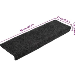 Tapis de marches d'escalier 10 pcs Gris 65x21x4 cm Aiguillete