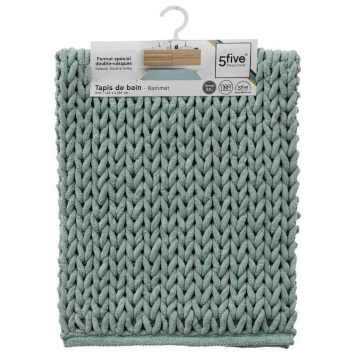 Tapis de Salle de Bain Tissé Épais 50x120cm Vert