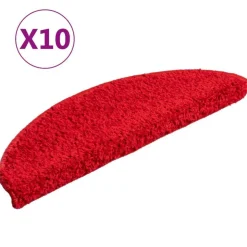 Tapis d'escalier 10 pcs 56x17x3 cm Rouge