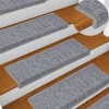 Tapis d'escalier 15 pcs 65x21x4 cm Blanc et gris