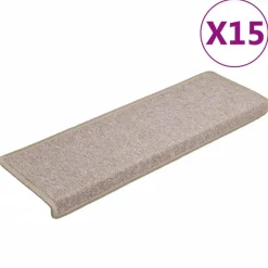 Tapis d'escalier 15 pcs 65x21x4 cm Taupe